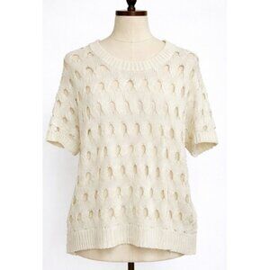 Costa Blanca Fairy Lagenlook Sweater Womens Medium Cream Open Knit Lace Back